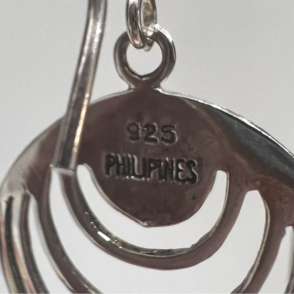 Santa Fe Style Kingman Turquoise Dangling Concentric Circle Earrings - Picture 7 of 8